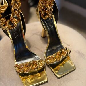 Versace Gold Chain Embellished Heels